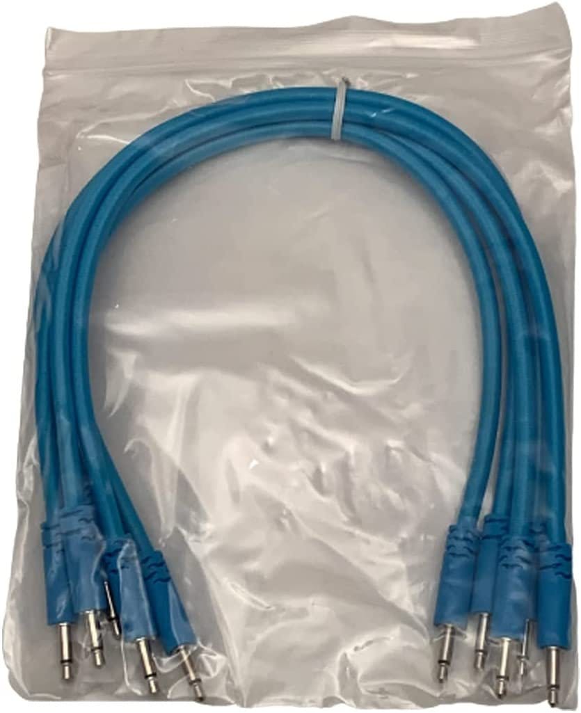 Luigi's Modular Supply Bucatini Braided Patch Cables - Package of 5 Blue Cables, 12" (30 cm)