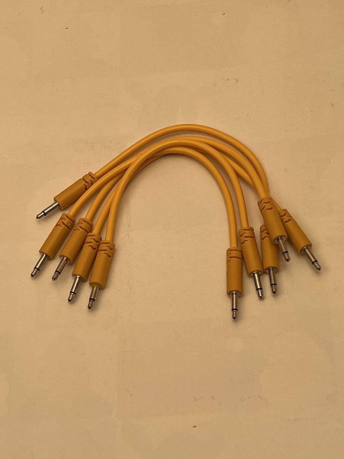 Luigi's Modular Supply Spaghetti Eurorack Patch Cables - Package of 5 Gold/Orange Cables, 6" (15 cm)