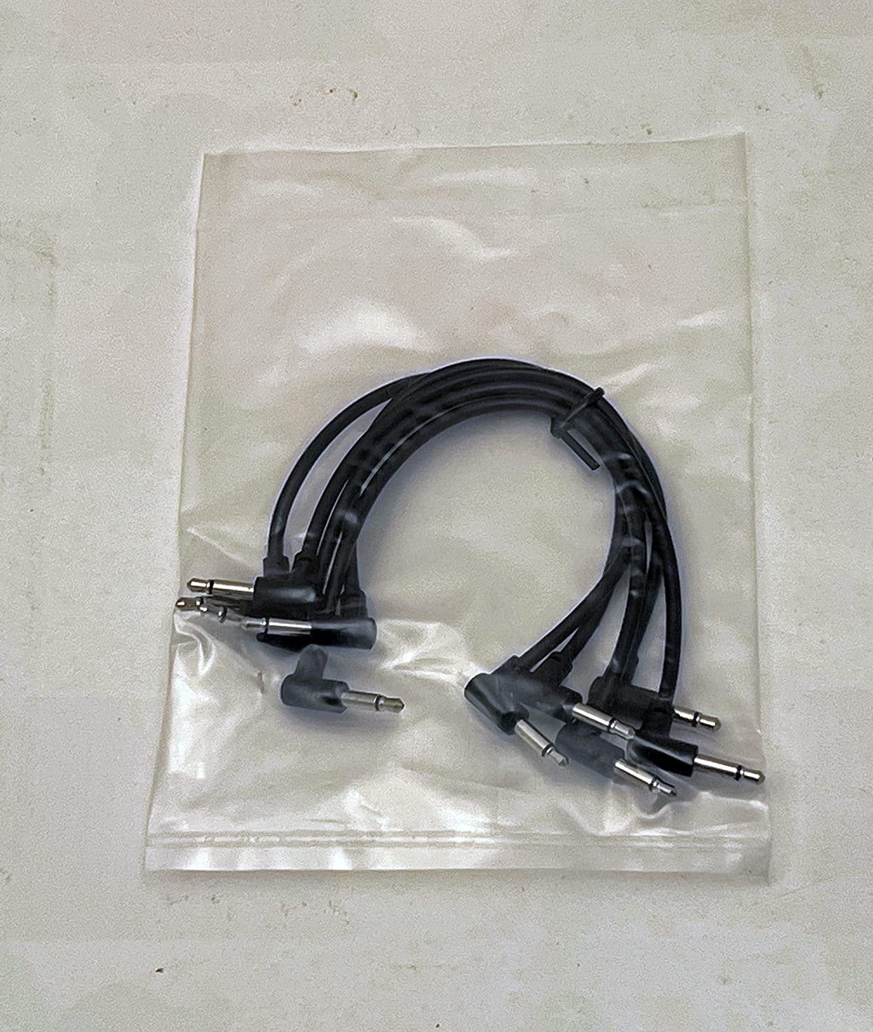 Luigis Modular M-PAR Right Angled Eurorack Patch Cables - Package of 5 Black Cables, 6 (15 cm)