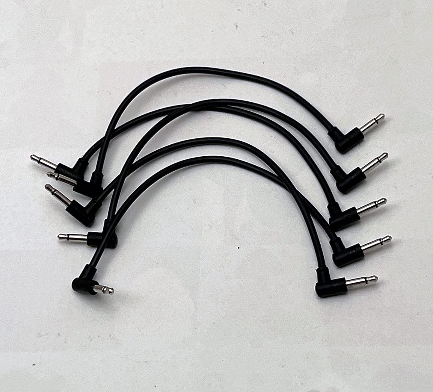 Luigis Modular M-PAR Right Angled Eurorack Patch Cables - Package of 5 Black Cables, 6 (15 cm)