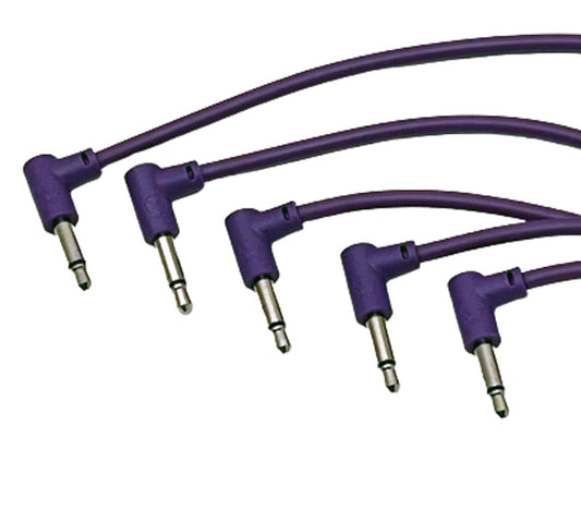 Luigis Modular M-PAR Right Angled Eurorack Patch Cables - Package of 5 Purple Cables, 4 (10 cm)