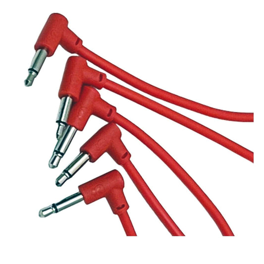 Luigis Modular M-PAR Right Angled Eurorack Patch Cables - Package of 5 Red Cables, 24 (60 cm)