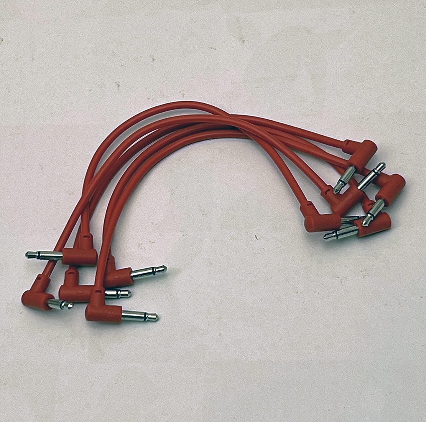 Luigis Modular M-PAR Right Angled Eurorack Patch Cables - Package of 5 Red Cables, 6 (15 cm)