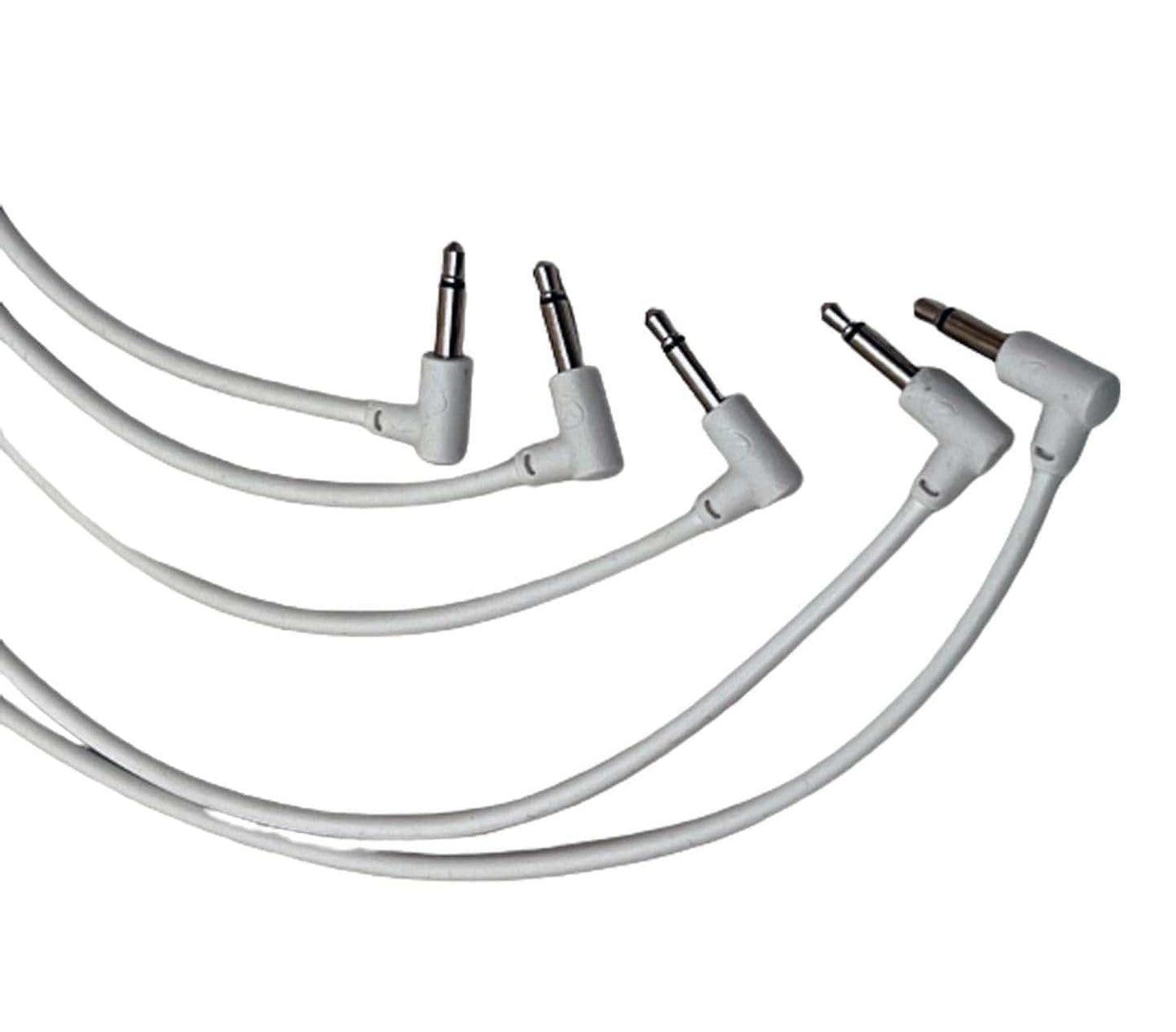 Luigis Modular M-PAR Right Angled Eurorack Patch Cables - Package of 5 White Cables, 6 (15 cm)