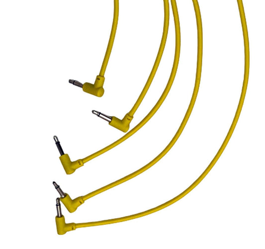 Luigis Modular M-PAR Right Angled Eurorack Patch Cables - Package of 5 Yellow Cables, 12 (30 cm)