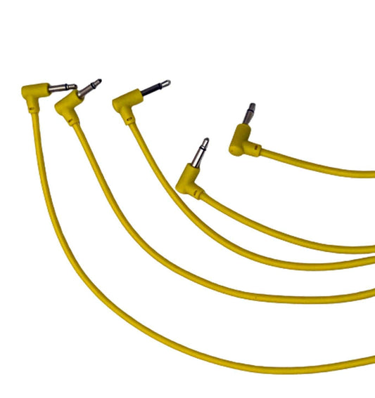 Luigis Modular M-PAR Right Angled Eurorack Patch Cables - Package of 5 Yellow Cables, 6 (15 cm)