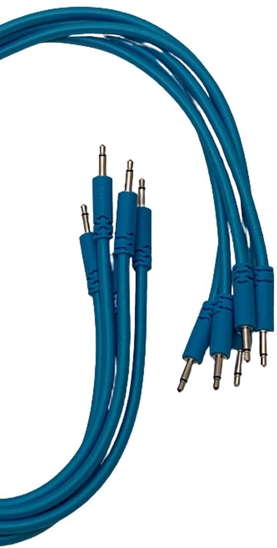 Luigis Modular Supply Bucatini Braided Patch Cables - Package of 5 Blue Cables, 24 (60 cm)