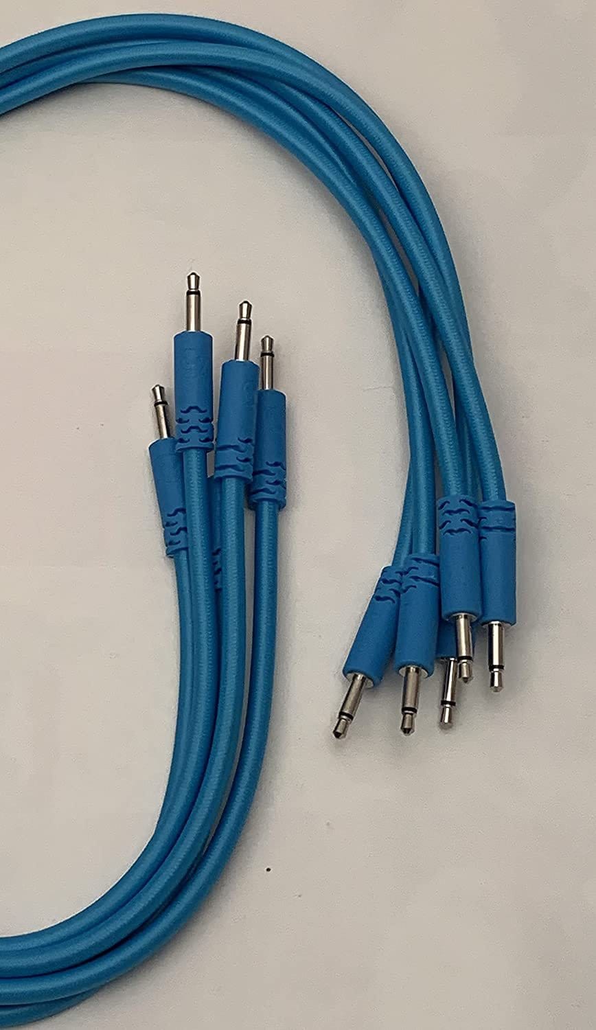 Luigis Modular Supply Bucatini Braided Patch Cables - Package of 5 Blue Cables, 24 (60 cm)