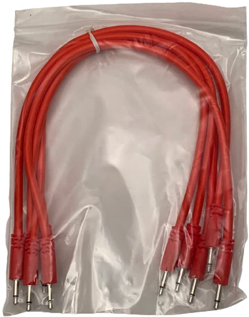 Luigis Modular Supply Bucatini Braided Patch Cables - Package of 5 Red Cables, 12" (30 cm)