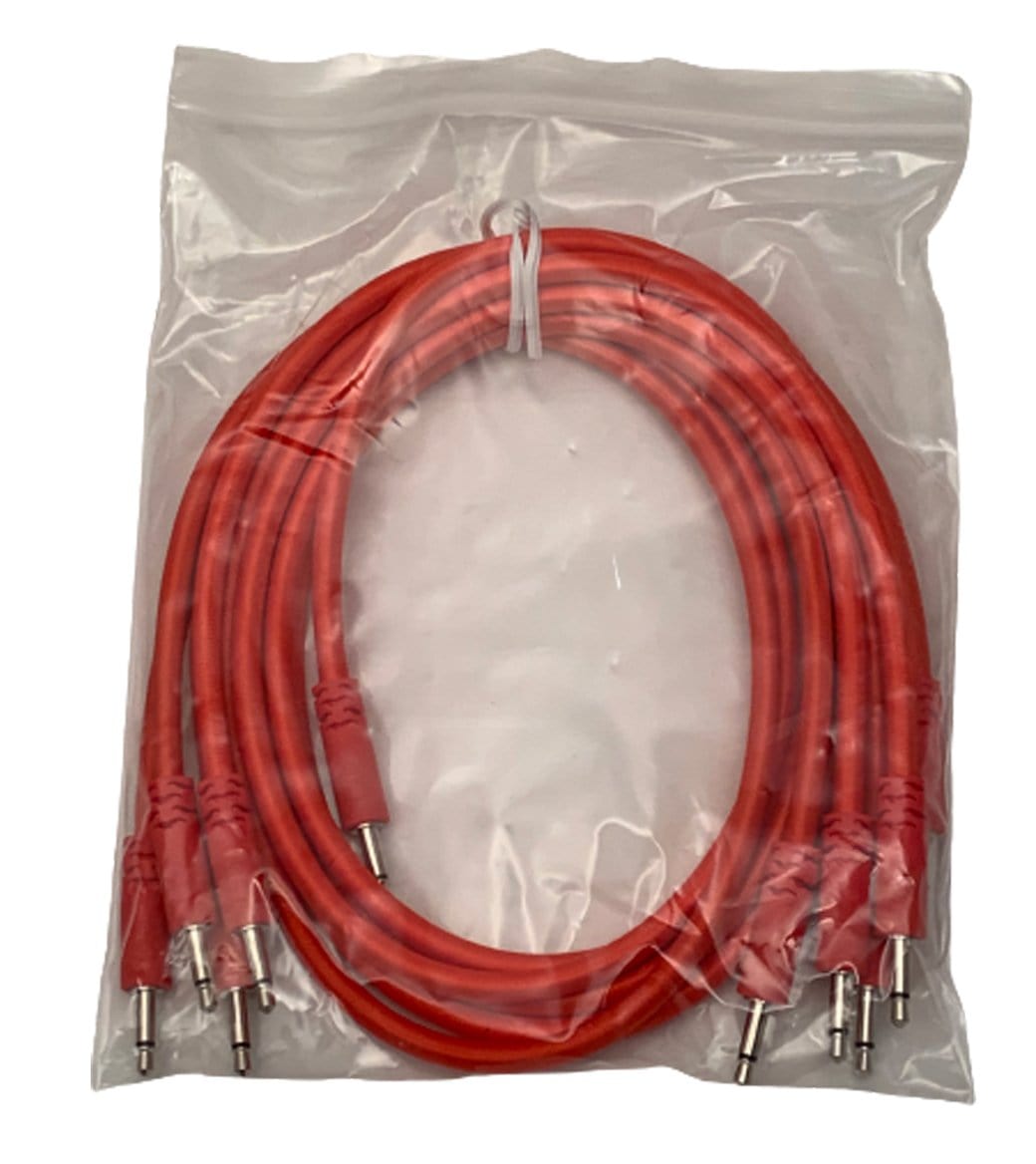 Luigis Modular Supply Bucatini Braided Patch Cables Package of 5 Red Cables, 24 60 cm