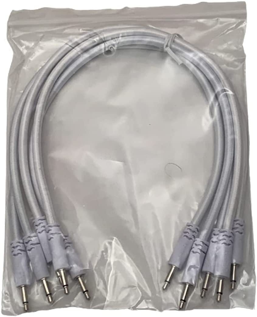 Luigis Modular Supply Bucatini Braided Patch Cables - Package of 5 White Cables, 12 (30 cm)