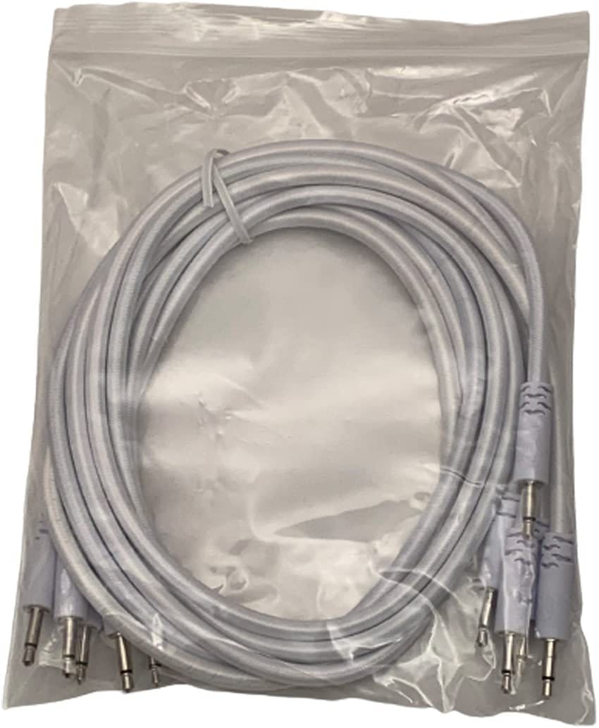 Luigis Modular Supply Bucatini Braided Patch Cables - Package of 5 White Cables, 24 (60 cm)