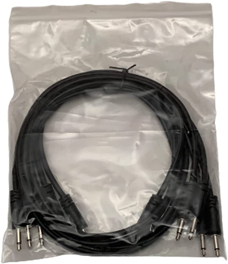 Luigis Modular Supply Spaghetti Eurorack Patch Cables - Package of 5 Black Cables, 24" (60 cm)