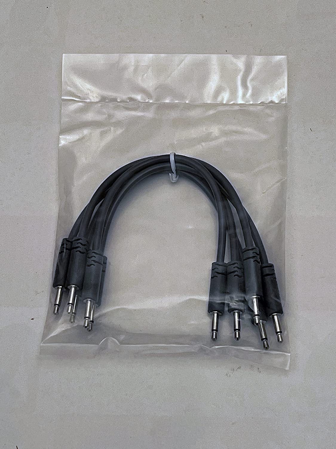 Luigis Modular Supply Spaghetti Eurorack Patch Cables - Package of 5 Dark Gray Cables, 6 (15 cm)