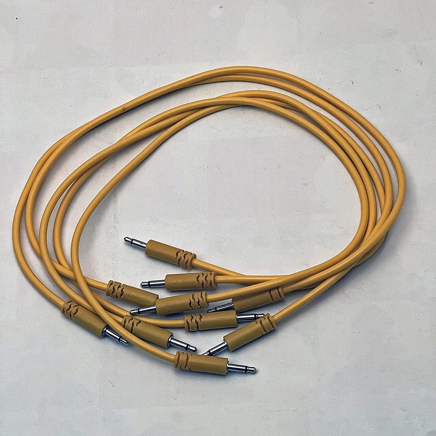 Luigis Modular Supply Spaghetti Eurorack Patch Cables - Package of 5 Gold/Orange Cables, 18 (45 cm)