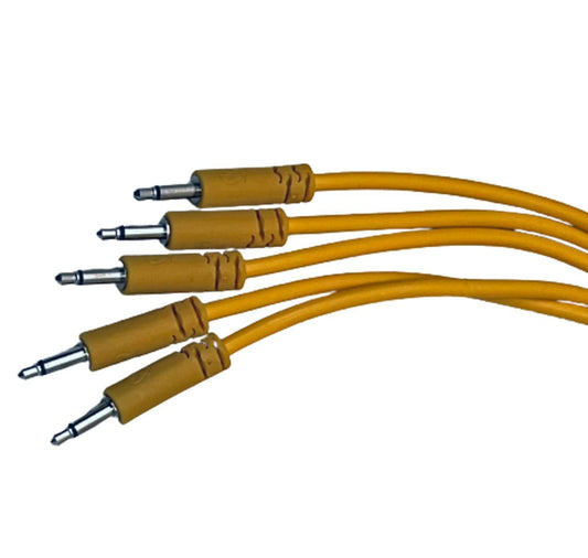 Luigis Modular Supply Spaghetti Eurorack Patch Cables - Package of 5 Gold/Orange Cables, 36 (90 cm)