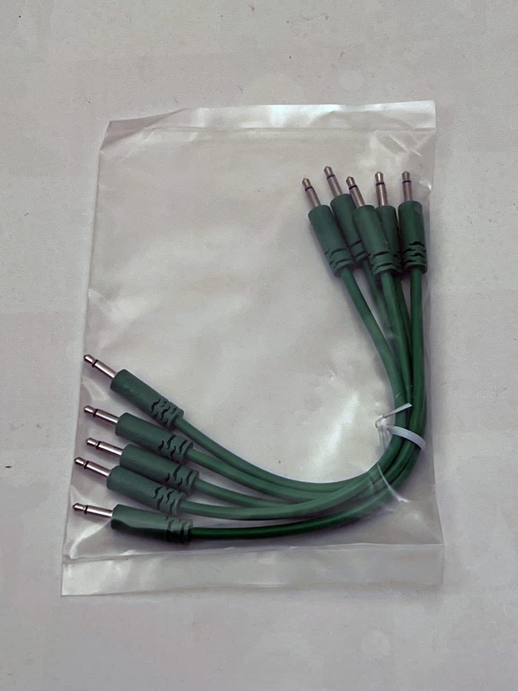 Luigis Modular Supply Spaghetti Eurorack Patch Cables - Package of 5 Green Cables, 6" (15 cm)