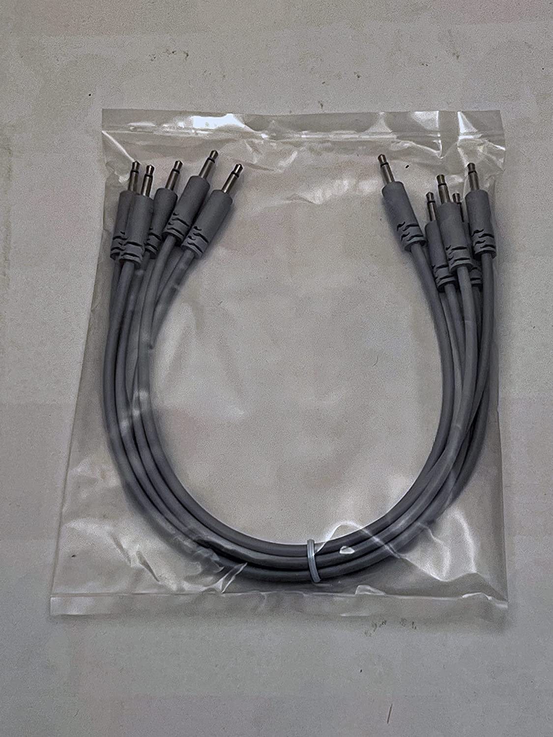 Luigis Modular Supply Spaghetti Eurorack Patch Cables - Package of 5 Light Gray Cables, 12 (30 cm)