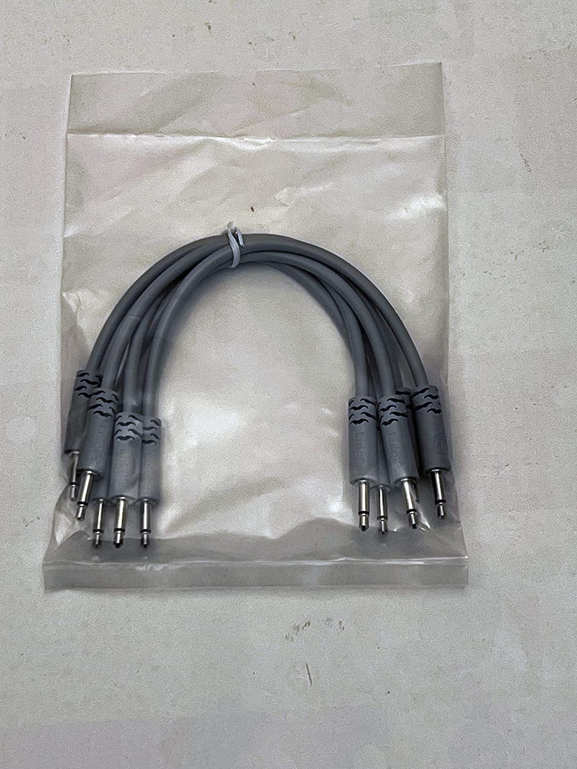 Luigis Modular Supply Spaghetti Eurorack Patch Cables - Package of 5 Light Gray Cables, 6 (15 cm)