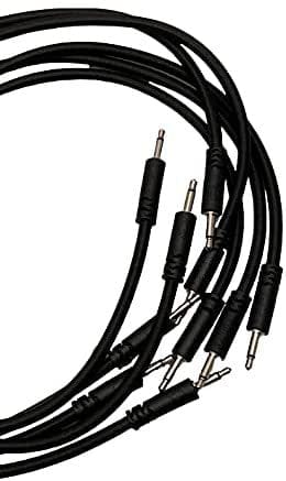 Luigi's Modular Supply Bucatini Braided Patch Cables - Package of 5 Black Cables, 18" (45 cm)