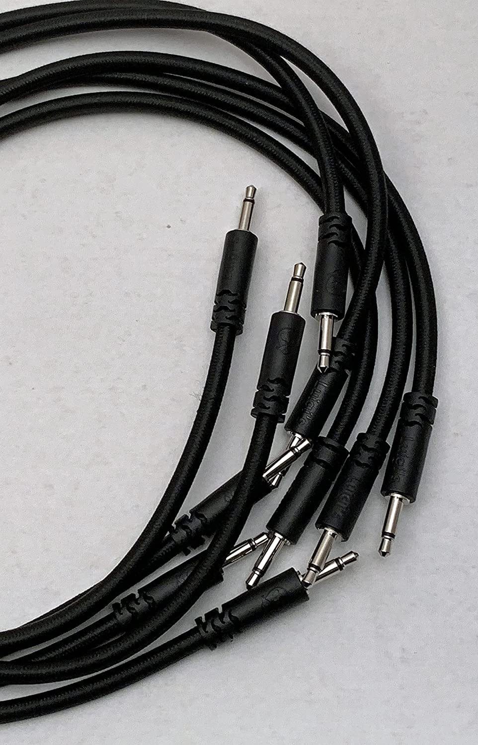 Luigi's Modular Supply Bucatini Braided Patch Cables - Package of 5 Black Cables, 18" (45 cm)