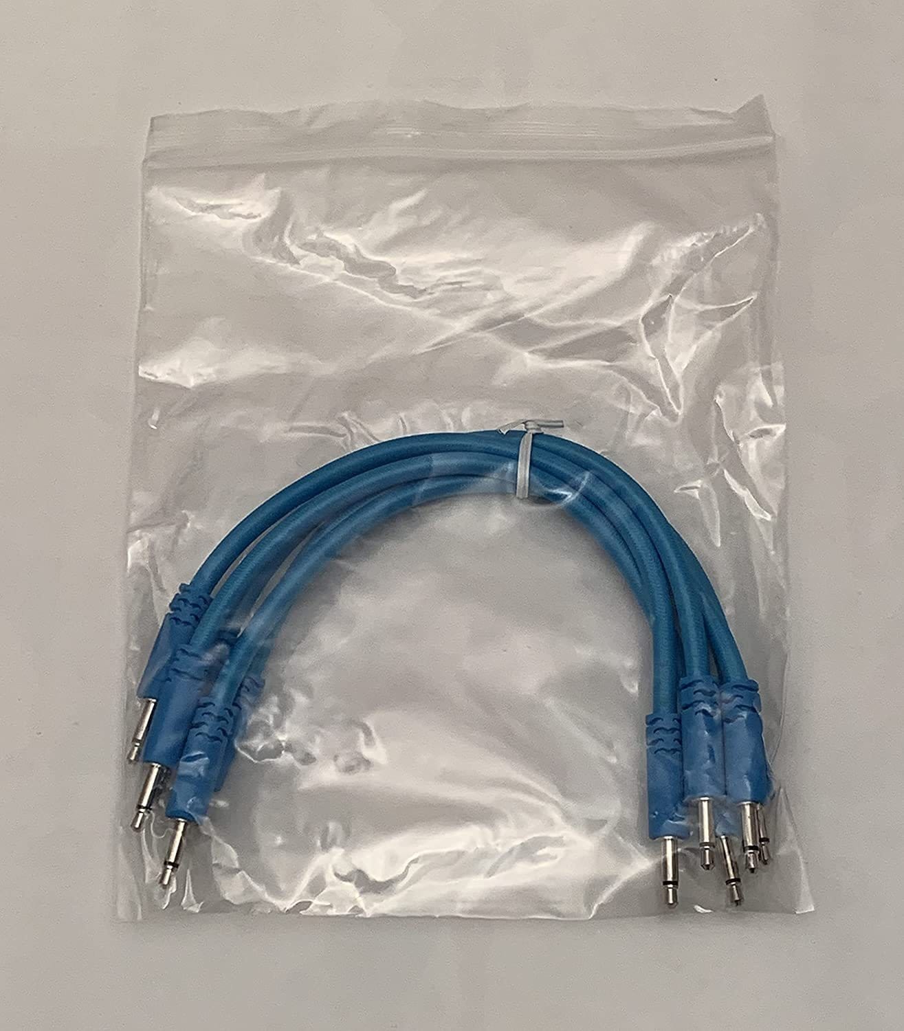 Luigi's Modular Supply Bucatini Braided Patch Cables - Package of 5 Blue Cables, 6" (15 cm)