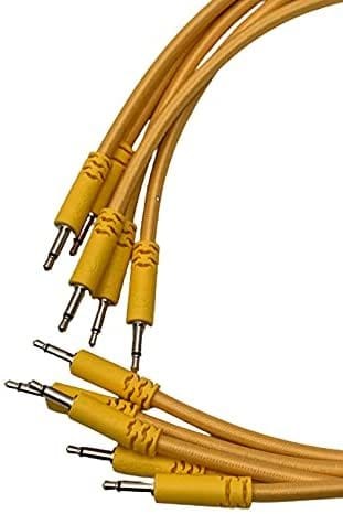 Luigi's Modular Supply Bucatini Braided Patch Cables - Package of 5 Gold Cables, 12" (30 cm)