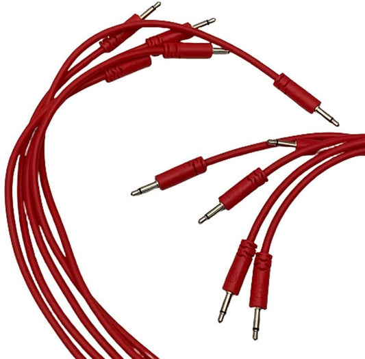 Luigi's Modular Supply Spaghetti Eurorack Patch Cables - Package of 5 Red Cables, 18" (45 cm)