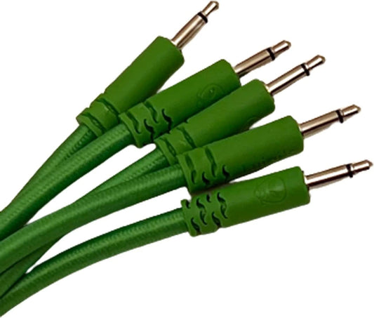 Luigis Modular Bucatini Braided Eurorack Patch Cables - Package of 5 Green Cables, 12" (30 cm)